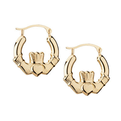 10K Gold Claddagh Creole Earrings S3939