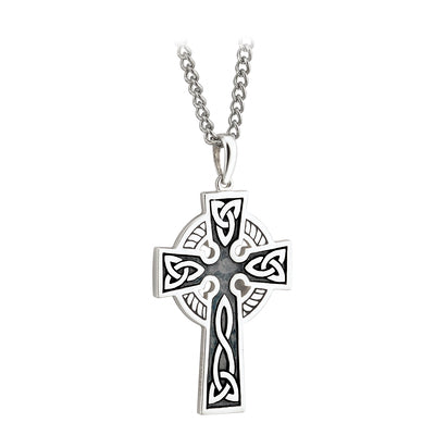 DOUBLE SIDED OXIDISED CROSS ON STEEL CHAIN