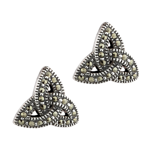 SILVER TRINITY KNOT MARCASITE EARRINGS