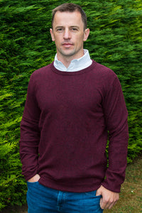 Round Neck Lambswool Sweater Rich berry marl