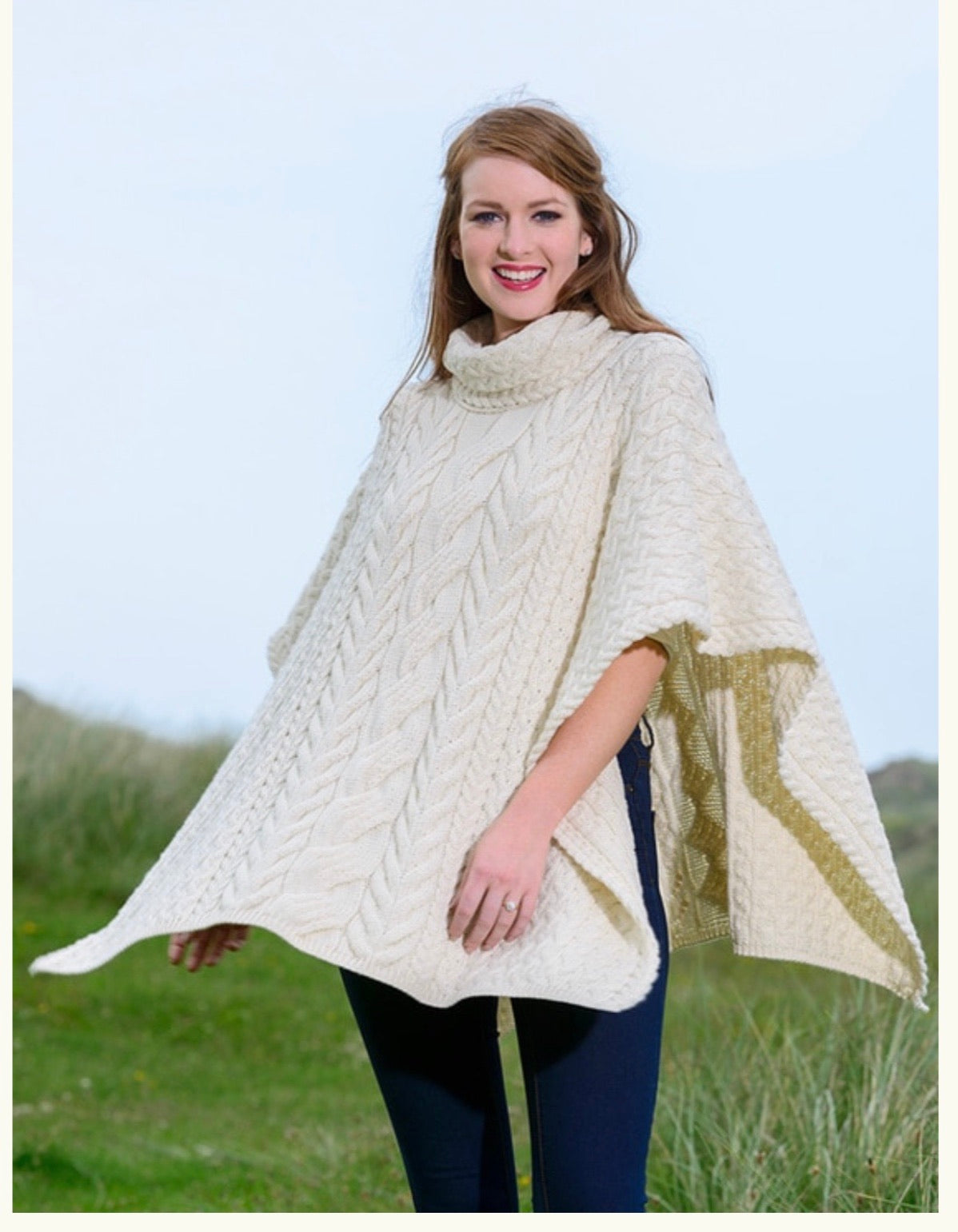 Super Soft Cowl Neck Poncho in Natural B694 (one size)