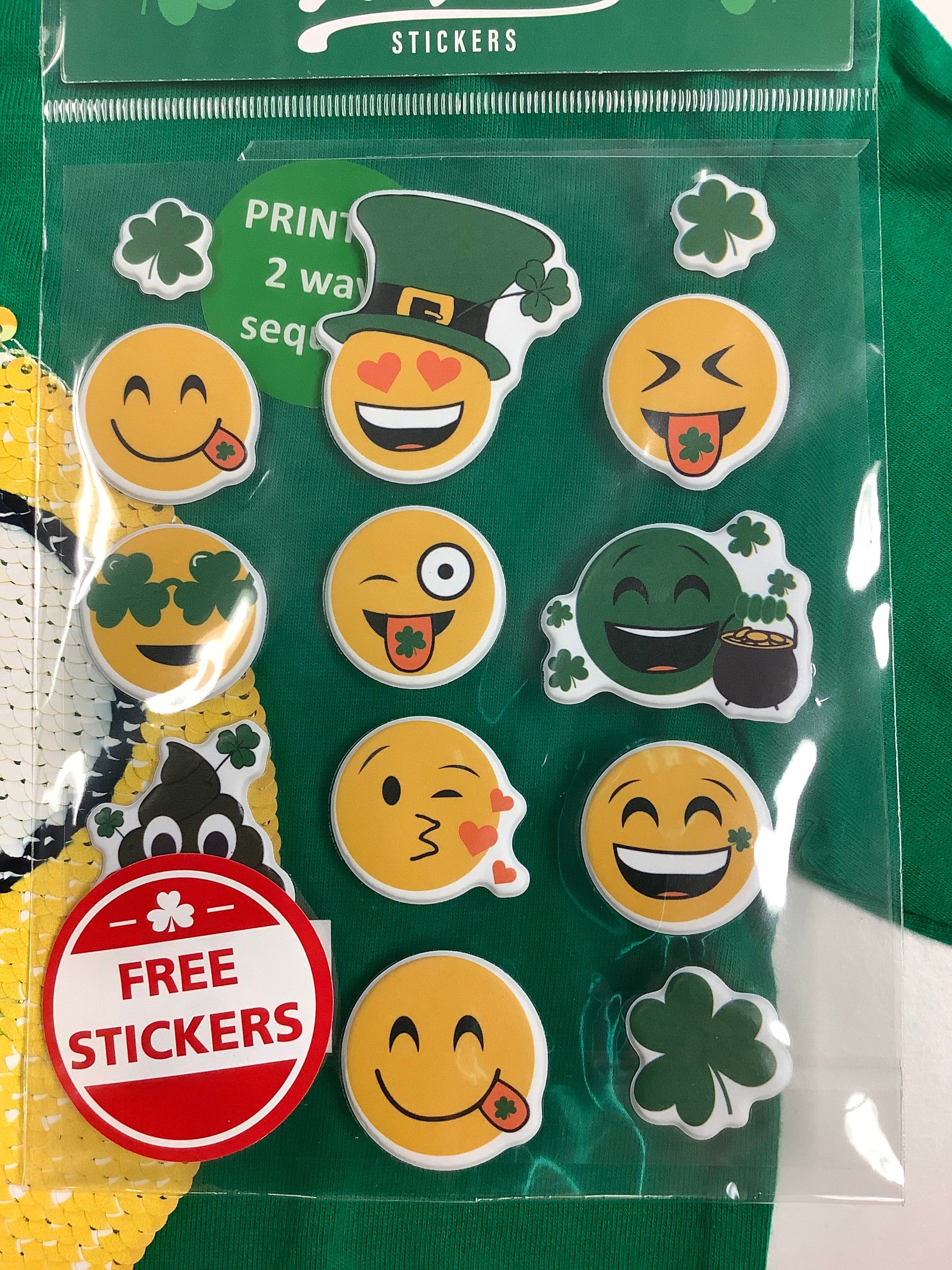 Emoji 2 way sequin tee with free stickers