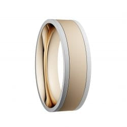 6.5mm Plain Brushed Wedding Ring with White Rails