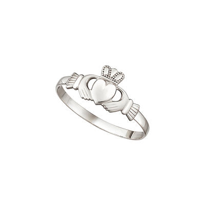 14K WHITE GOLD Small CLADDAGH RING size 6.5 S2721
