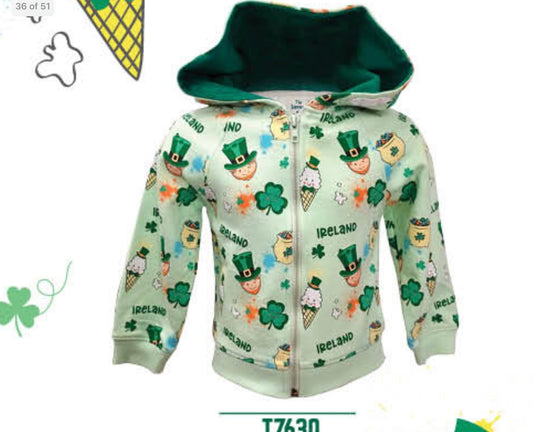 All over shamrocks and leprechauns full zip hoodie T7630