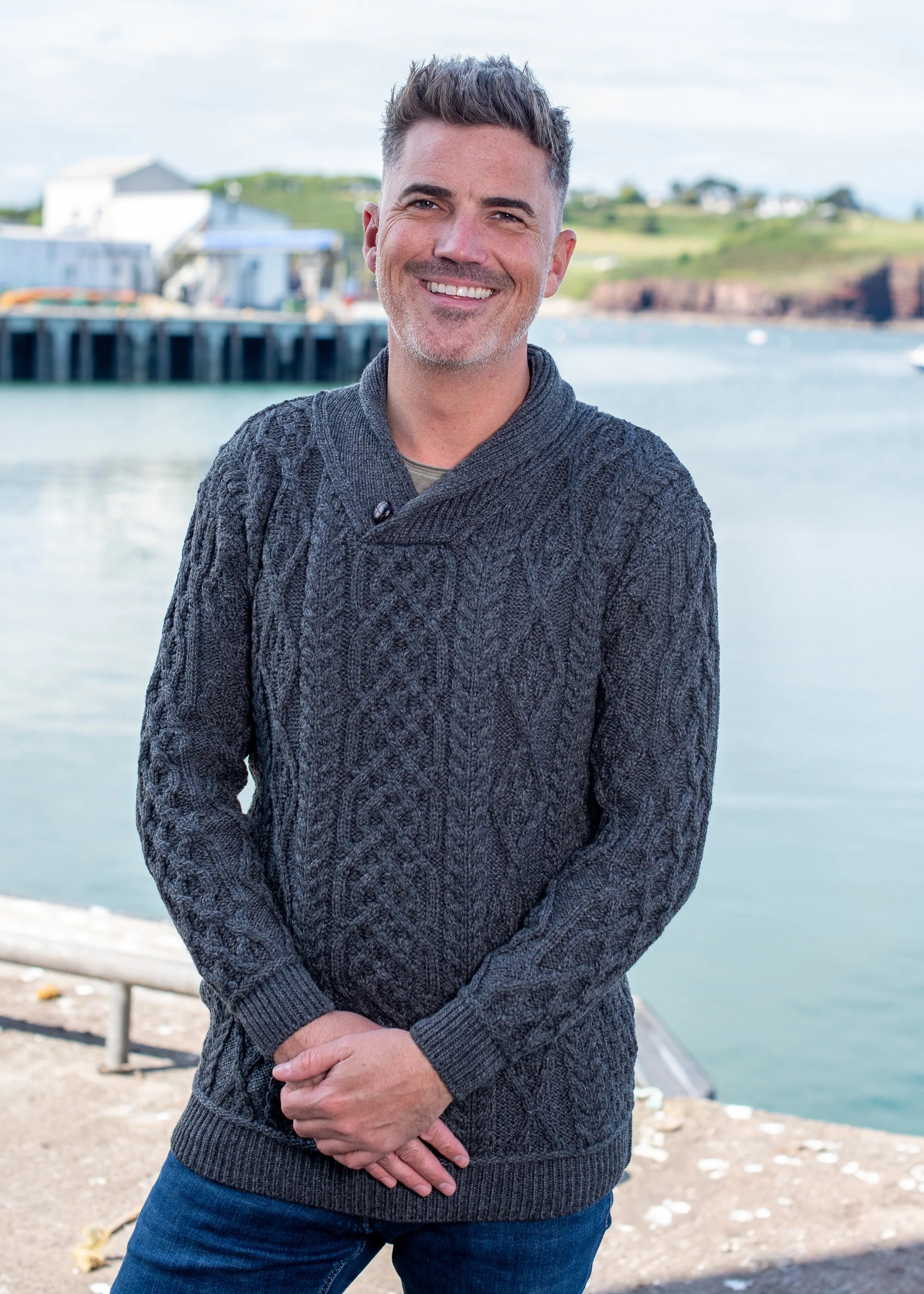 Mens shawl 2025 collar sweatshirt