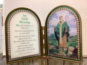 Standing st. Patrick with Irish blessing stained glass style