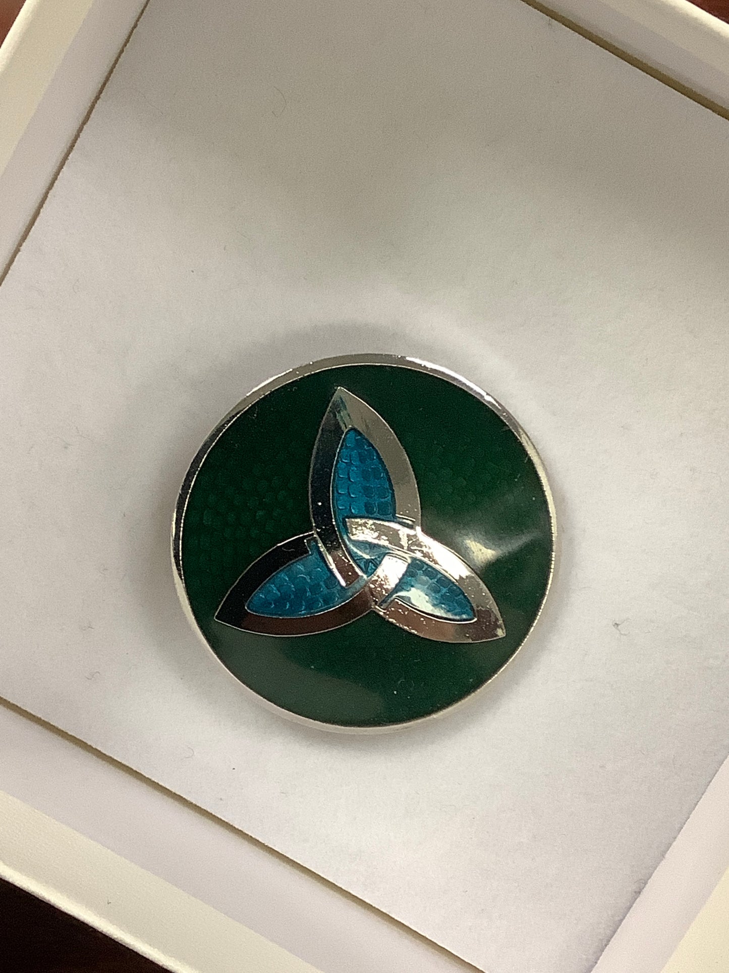 Trinity enamel brooch