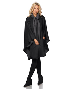 Knee Length Cape in Double-Faced Cloth with Patch Pockets