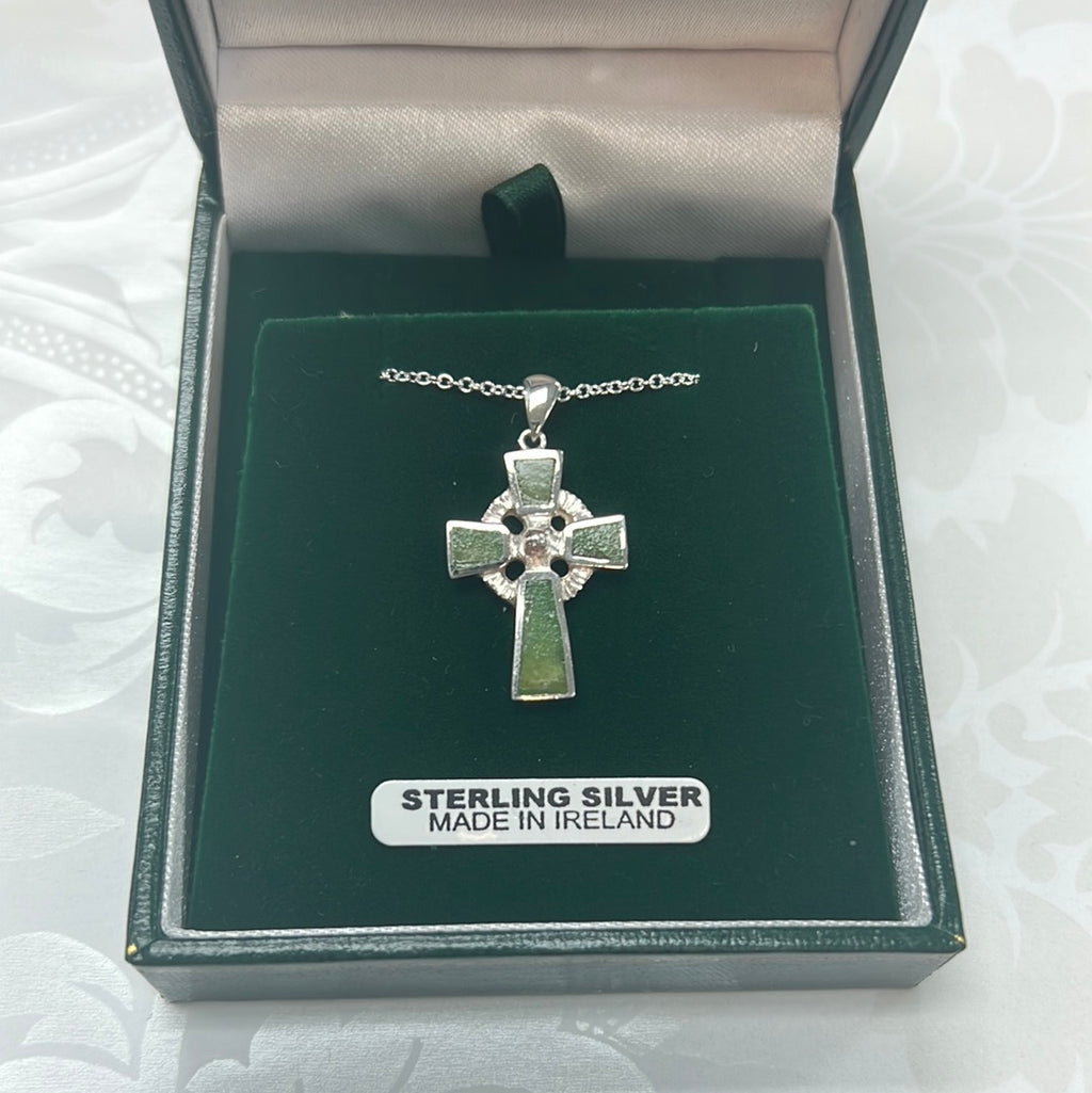 Celtic cross with Connemara marble EPS MA186