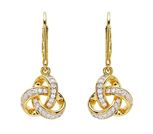 14KT Gold Vermeil CZ set Trinity Drop Earrings gv2