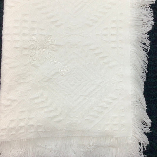 White Christening blanket with White or Green Celtic cross GCW12