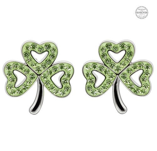 Platinum Green Shamrock Earrings PP166