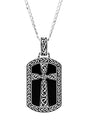 Sterling Silver Gents Onyx Cross Pendant Sky Collection  SP2303