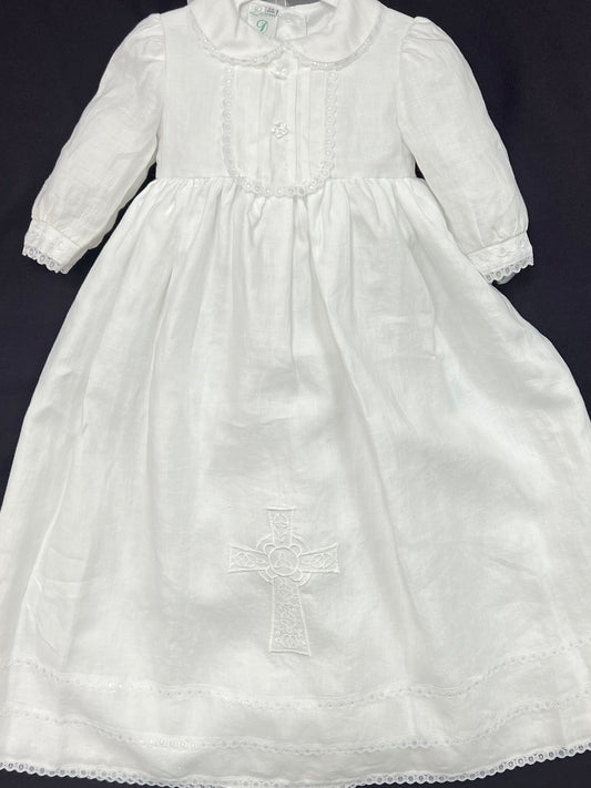 Irish Linen Christening Gown With Celtic Cross #802