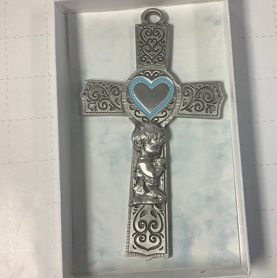 Boys pewter wall cross 6”.  73-62