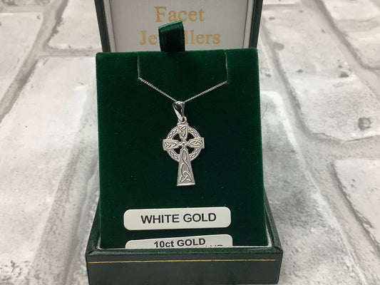 10k White Gold Celtic Cross MA24W