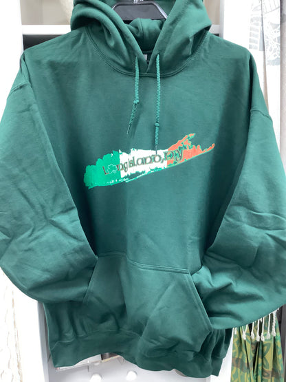 Long Island tri color Hoodie hunter green