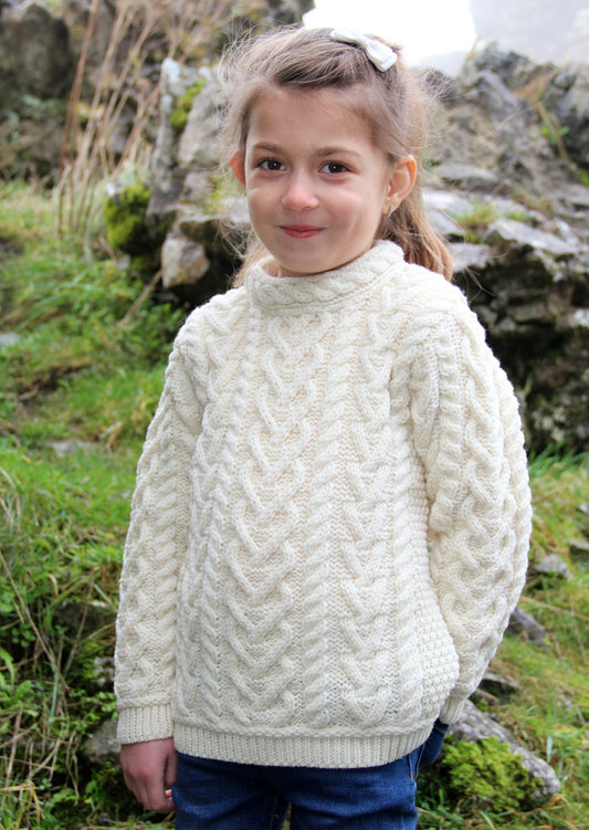 Girls Aran crew neck C5074