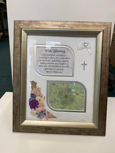Irish Blessing Fram with Floral Decor