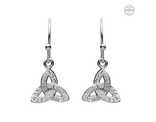 Platinum Plated White Trinity Knot Earrings PP188