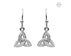 Platinum Plated White Trinity Knot Earrings PP188