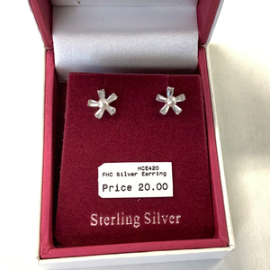 Silver crystal star pendant with pearl HCP225