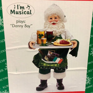 Musical Santa holding Irish breakfast plays Danny boy