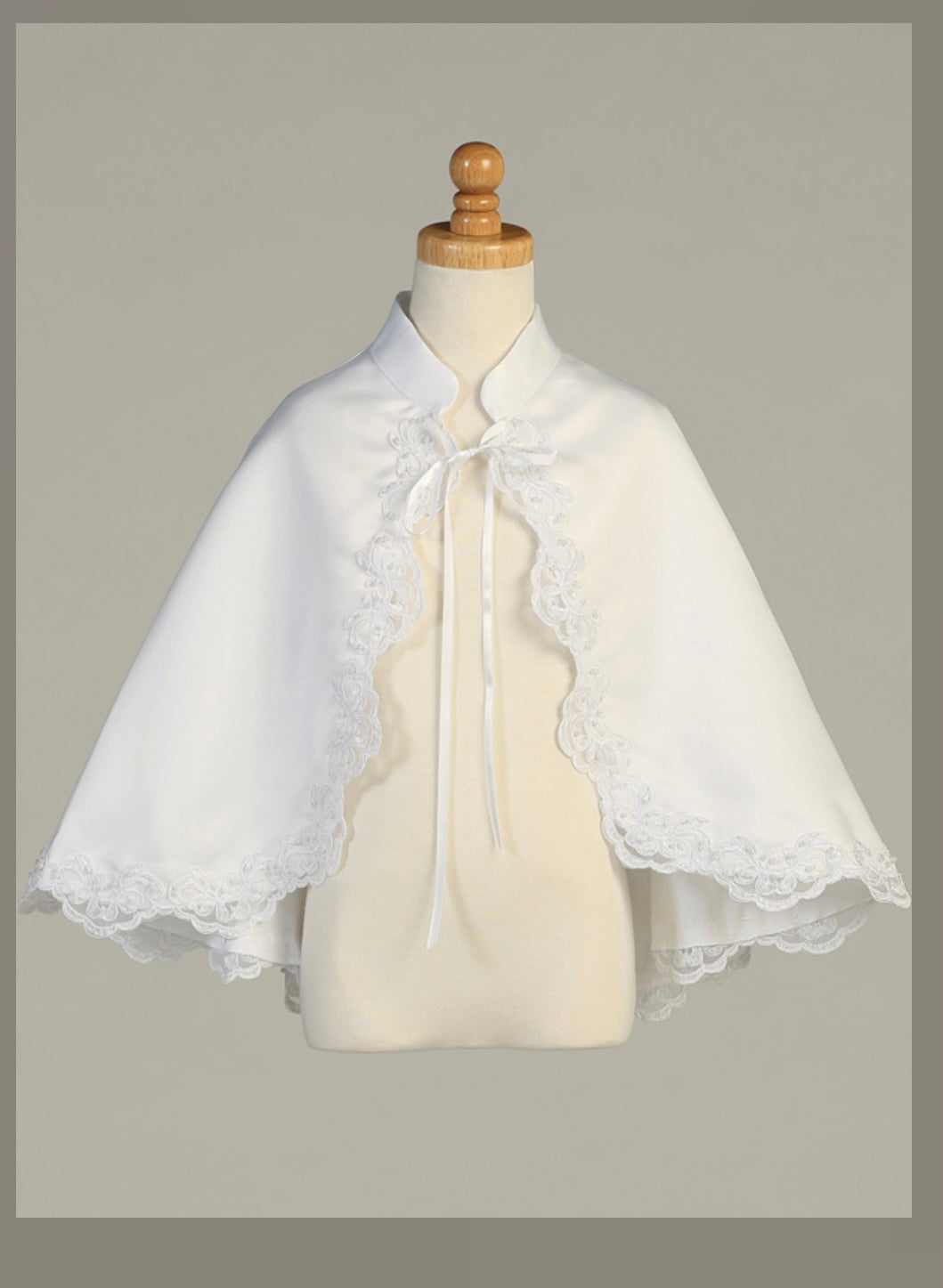 Satin cape with lace trim