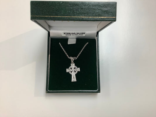 Silver Trinity Loop Pave Cross CZ C5001-S