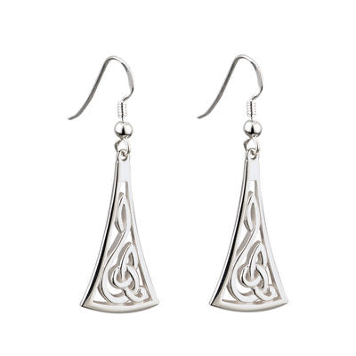 SILVER LONG CELTIC DROP EARRINGS S33205