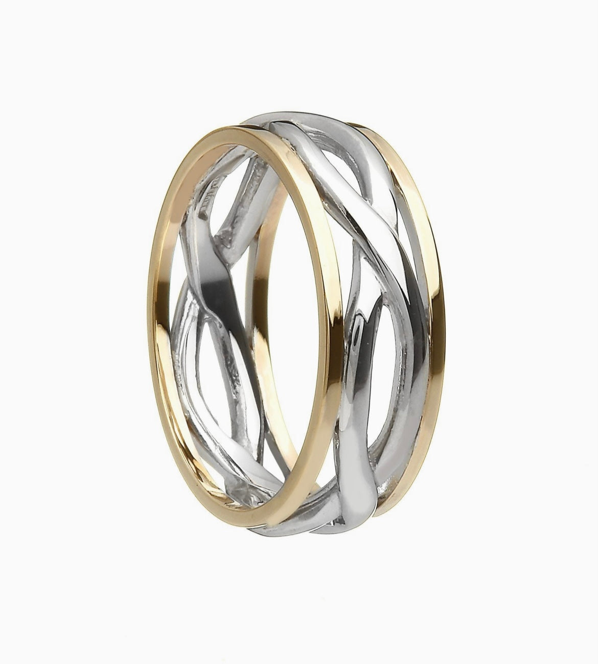 Ladies Celtic Infinity Wedding Ring with Yellow Trims