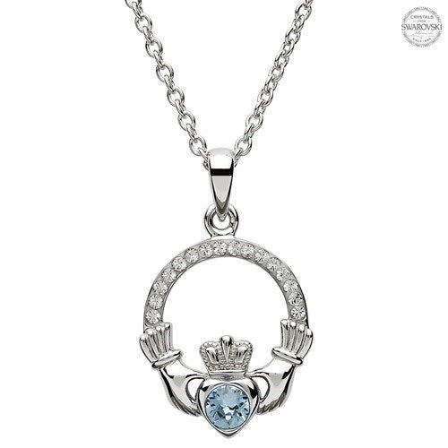 Platinum Plated March Claddagh Pendant PP127