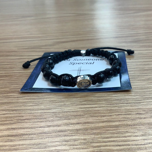 Boys first communion bracelet black wood br134