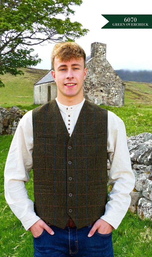 Emerald Isle waistcoats 6070 olive over check