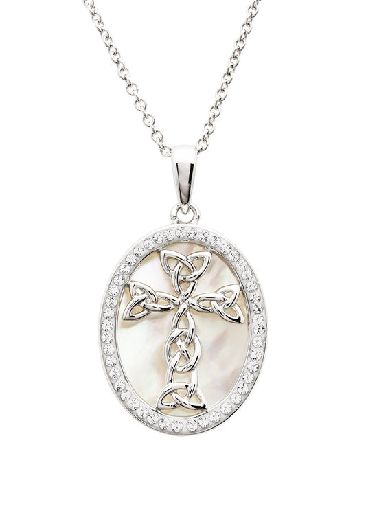 Sterling silver Celtic Cross SW MOP Necklace SW228