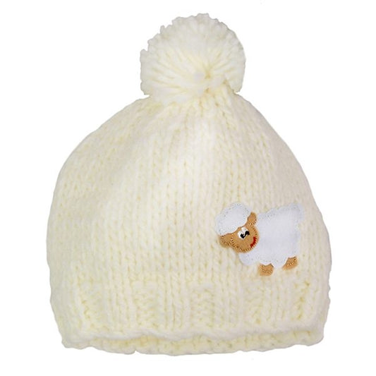 Cream sheep kids knit hat T7339