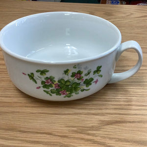 Large soup cup with floral shamrock