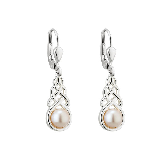 SILVER FRESH WATER PEARL CELTIC DROP EARRINGS S33918