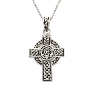 Sterling silver gents claddagh Celtic cross 20” chain SP2262