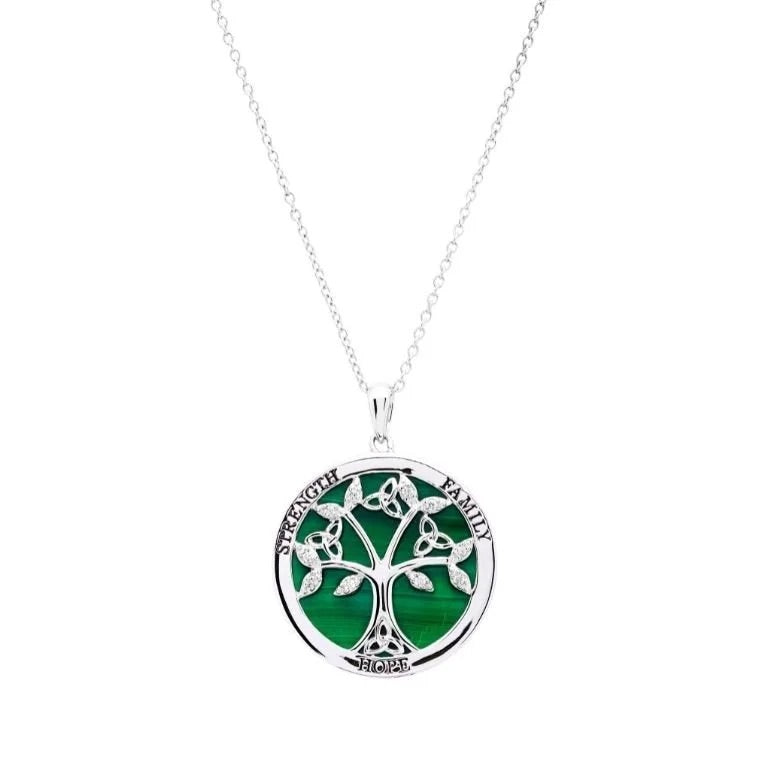 Sterling Silver Tree of Life Malachite Pendant SKU: SP2289