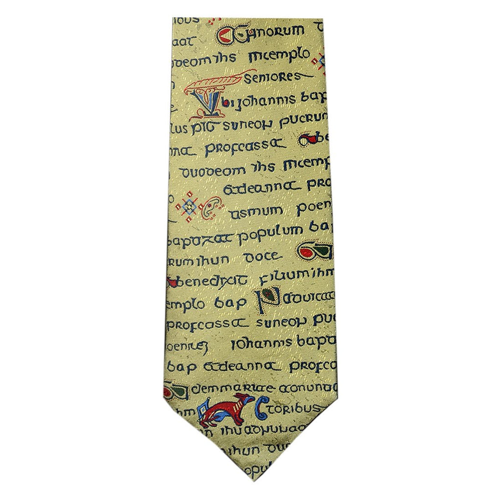 Gold manuscript silk tie bk2004