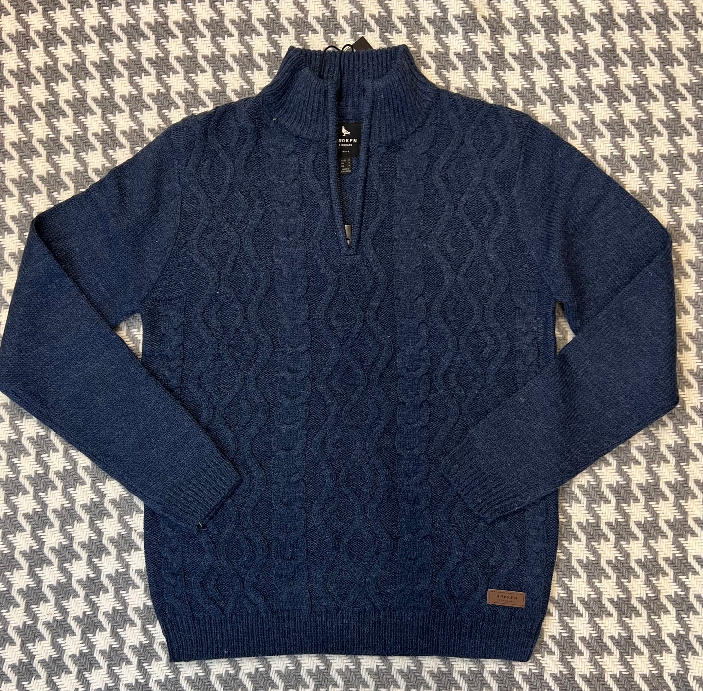 Mens furrow 1/4 zip indigo