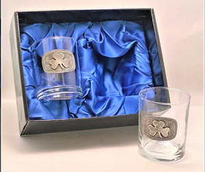 Tumbler Glass Set of 2 Collection pewter emblem