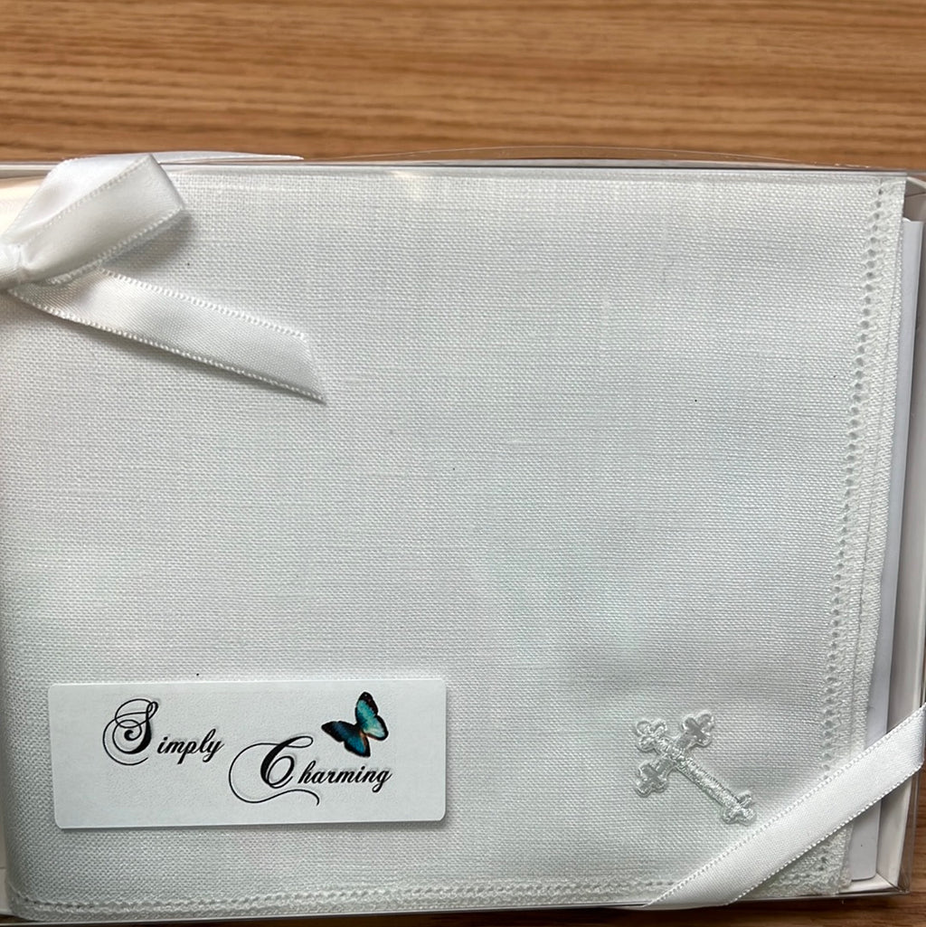 Pure Irish Linen First Communion or Confirmation Hanky with cross FCH