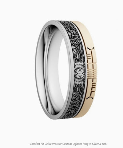 Comfort Fit Celtic Warrior Custom Ogham Ring BR7