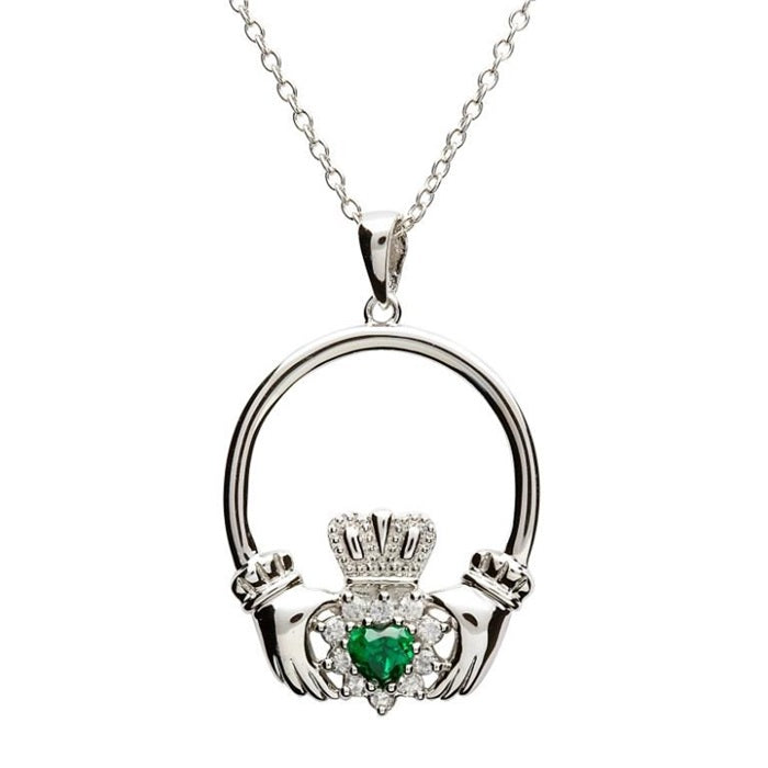 SIL GR-CZ CLADDAGH CLUS PENDANT SP1079GRCZ Made By Shanore