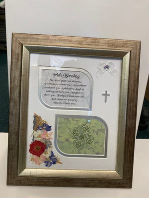 Irish Blessing Fram with Floral Decor