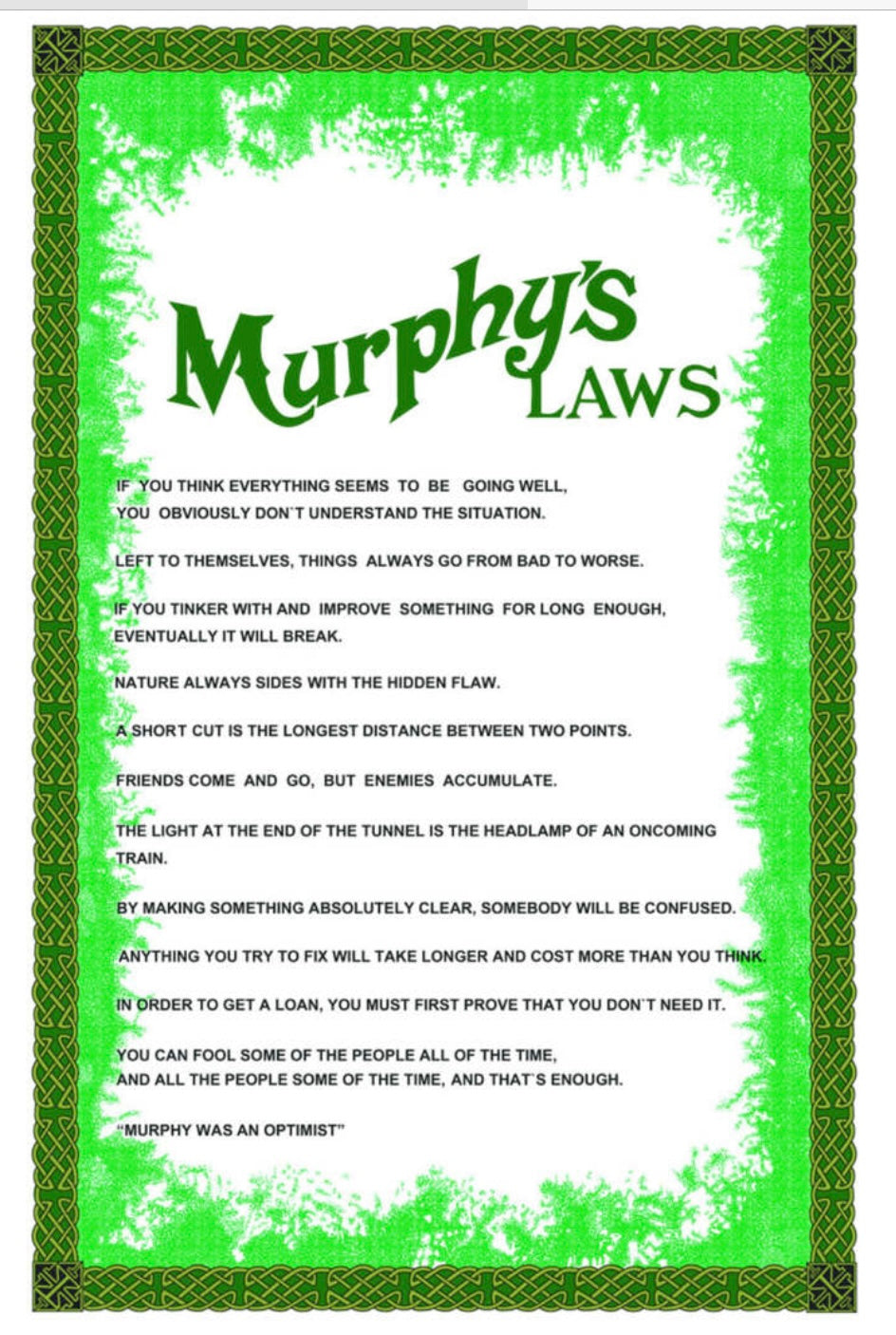 Murphy's Law Tea Towel