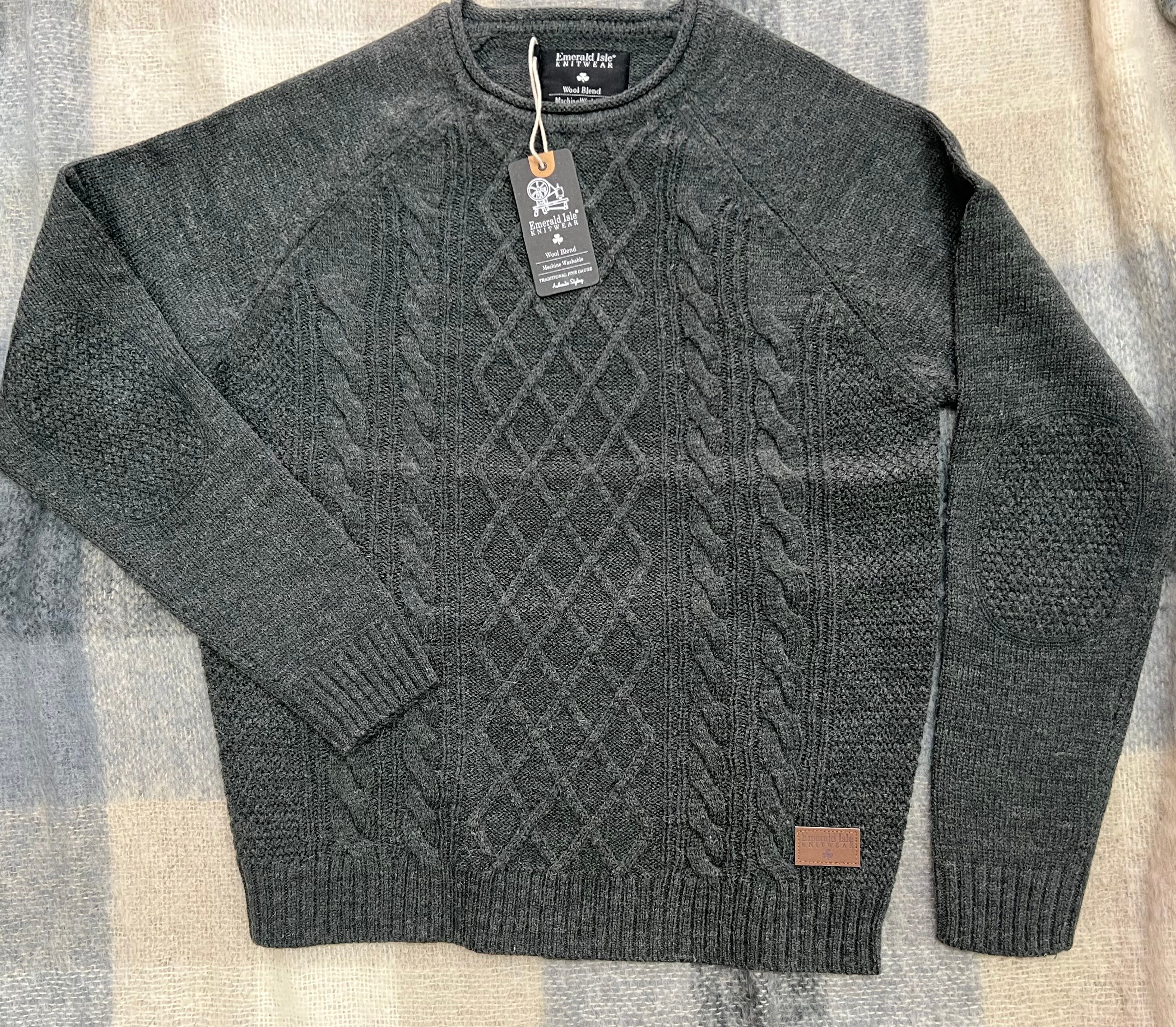 Emerald Isle Mens Dingle pullover Charcoal Kathleen s of Donegal